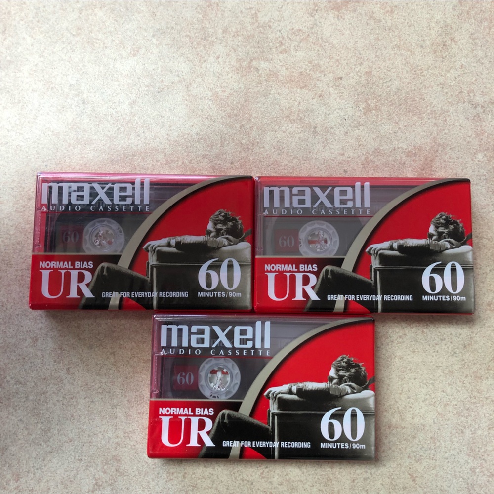 Maxell Normal BIAS UR 60 Min Audio Cassette Tape New & Sealed Lot of 3
